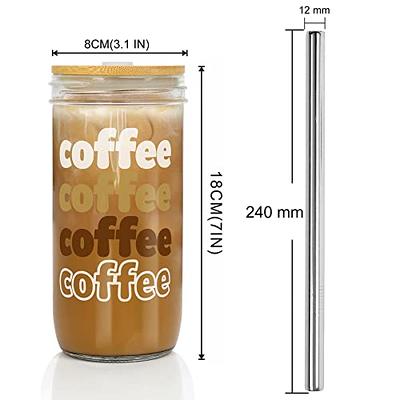 ANOTION Mason Jar Coffee Mugs with Handle, Iced Coffee Cup with Lid and  Straw 24oz Regular Mason Jar…See more ANOTION Mason Jar Coffee Mugs with