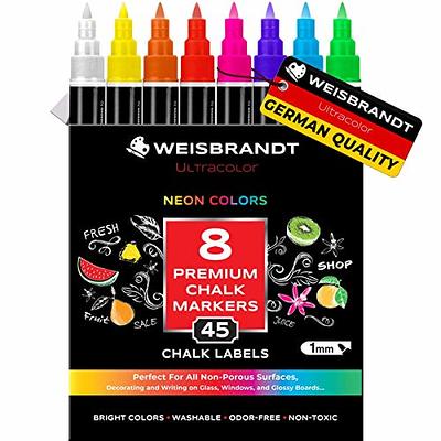 QUEFE Liquid White Chalk Markers, 8pcs, 6mm, Dual Tip, Chalkboard Markers,  Dry Erase Marker Pens, Window Markers, Liquid Chalk, Chalk Board Markers