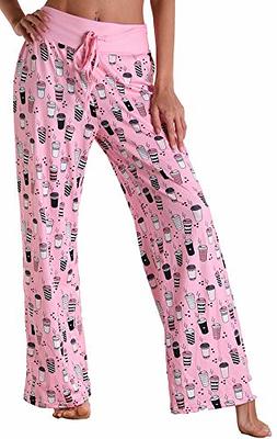 X-Image Women's Pajamas Trousers Comfy Lounge Pants Floral Print Drawstring  Wide Leg Palazzo Pants Pink-Coffee Cup, X-Large - Yahoo Shopping