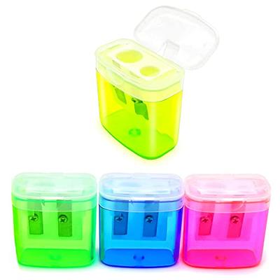 Pencil Sharpener, Manual Pencil Sharpeners, 4PCS Colorful Compact Dual  Holes Pencil Sharpeners with Lid for Kids Adults Students School Class Home