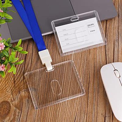 Pawfly 2 Pack Vertical 2-Card Badge Holder with Thumb Slots Hard  Transparent PC Case Protector with Retractable Badge Reel Carabiner Clip  for IDs
