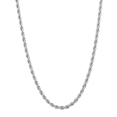 Fiusem Silver Tone Chain Necklace for Men, 2.5mm Mens Chain