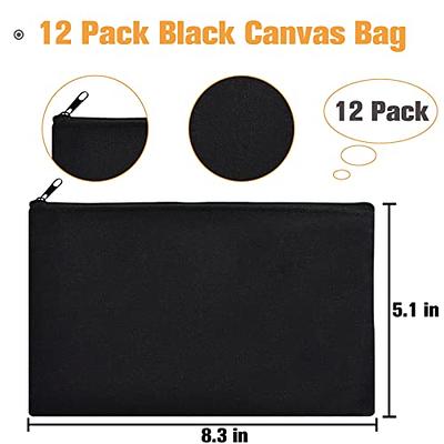 ZeeDix 12 Pieces Canvas Pencil Pouch Bulk- 8.3 x 5 inches Blank DIY Craft  Bag Canvas Zipper Bags Pen Case Multipurpose Cosmetic Bag Canvas Makeup Bag  Travel Toiletry Bag for Storage(Black+Grey+Beige) 12pcs