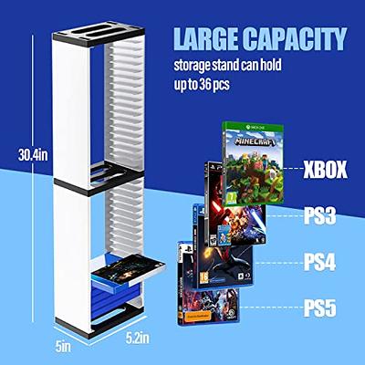 ECHZOVE PS5 Game Organizer, Storage Stand for Nintendo Switch Accessories,  Joy-Con Controllers, Pro Controllers, Headsets, Game Cards - White