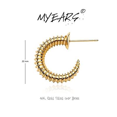 MYEARS Women Nail Earrings Gold Open Screw Hoop 14K Gold Filled Small  Simple Handmade Hypoallergenic Everyday Illusion Jewelry - Yahoo Shopping