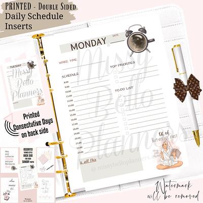 Printed Daily Schedule Planner Insert Pages For Your Planner in A5, Mm, A6,  Pm Agenda, Happy Planner, Filofax, Half Page - Yahoo Shopping