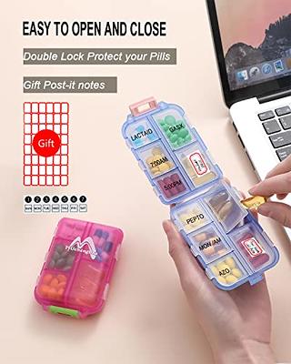 DUBSTARS Small Pill Case, Cute Pill Box - Travel Daily Pill Organizer,  Portable Pretty Pill Container for Purse Pocket, Compact Medicine Holder  for