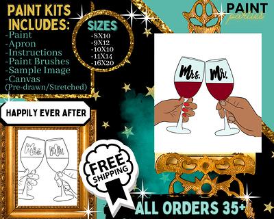 Kids Predrawn Canvas Art, Outlined Sketch, DIY Paint Party Kit
