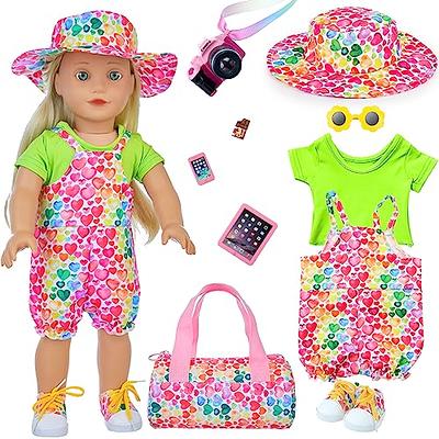 ZITA ELEMENT 5 Items 18 inch Dolls Bag Set and Accessories Including 18  Inch Doll Clothes, Shoes, Sunglasses, Doll Backpack and Toy Dog