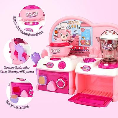 deAO Kitchen Appliances Toys - 39 PCS Play Kitchen Accessories and Cute  Doll,Kids Kitchen Pretend Play Set with Toy Refrigerator,Toaster,Blender