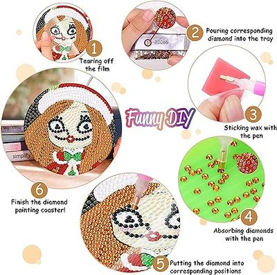 8 Pcs Diamond Painting Coasters with Holder DIY Diamond Painting Kits for  Adults Cork Mat Diamond Art Paintings with Gem for Kid Beginners Paint  Craft