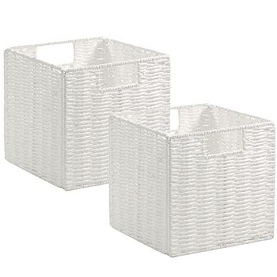 Labcosi Bathroom Baskets for Organizing, Toilet Paper Basket Organizer,  Handwoven Seagrass Wicker Storage Baskets with Faux Leather Handles for