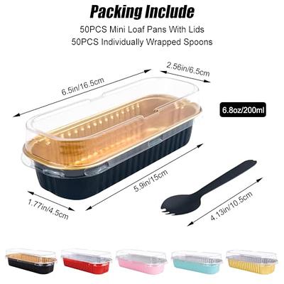 50pcs 6*5 Inch Aluminum Foil Pans Baking Tray With Plastic Lids