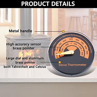  Wood Stove Thermometer, Avoid Overheat Sturdy Accurate Reading  Stove Top Temperature Meter Aluminum Dial for Gas Furnace : Home & Kitchen