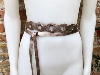 Leather Wrap Belt Obi belt for Women Genuine leather Wide Cincher Belt  Waist Band 3 inches Handmade