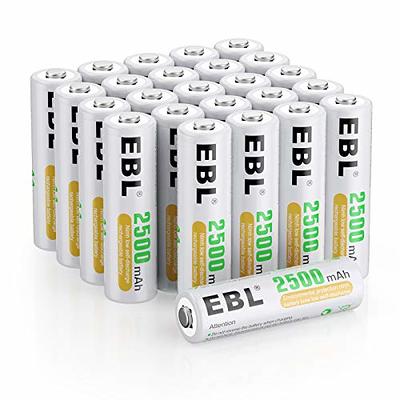 EBL AA Rechargeable Batteries 1.2V 2500mAh High Performance Pre-Charged AA  Batteries - 24 Pack - Yahoo Shopping