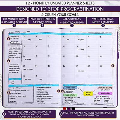 Life Planner - A 12 Month Journey to Crush Your Goals, Increase  Productivity, Passion, Success & Happiness - Weekly & Monthly Life Planner