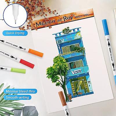 YISAN Fine Tip Markers,Brush Markers,36 Colors,Dual Tip,Drawing Pens,Art  Pens,Fine Point Colored Journal Pens for Artists,Adult Coloring,70771