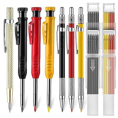 Hiboom Carpenter Pencils with Center Punch, Deep Hole Marking Pencile  Mechanical with Built-in Sharpener, Carbide Scribe Tool Woodworking Pencils  with