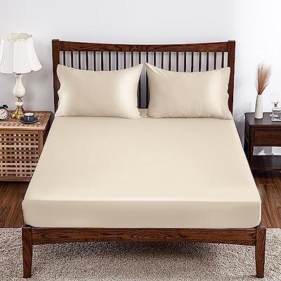 Cotton Twin Fitted Sheets Only Pure Beige, 1Pc 400 Thread Count