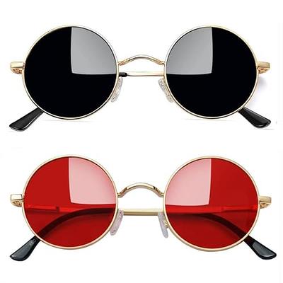 Joopin Black Polarized Round Sunglasses & Red Non-Polarized Circle