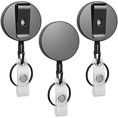 Selizo Retractable Badge Holder with Keychain Ring Clip Metal Badge Reel  with Plastic ID Holder and Heavy Duty Name Card Holder for ID Card Key Card  Carabiner Work Badge : : Office