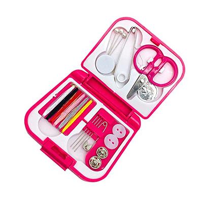 Portable mini travel sewing kits box with color needle threads pin scissor  sewing set with case