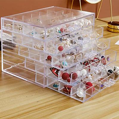 Portable Earrings Jewelry Storage Box Dustproof Acrylic Necklace Bracelet  Display Stand Shelf Girl Transparent Organizer Case