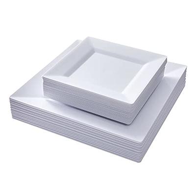 60PCS White Plastic Plates - Heavy Duty White Disposable Plates for  Party/Wedding - Include 30PCS 10.25inch White Dinner Plates and 30PCS  7.5inch White Dessert/Salad Plates