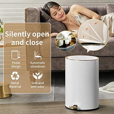 2 Pack Round Modern Trash Can, 3.2Gal/12L Bathroom Trash Can Hidden Bag,  Open Top Trash Can with Built in Bag Dispenser