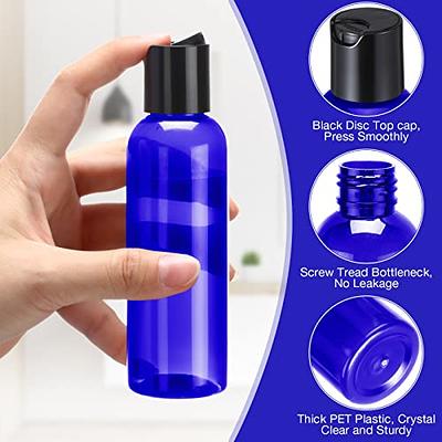 2 oz Clear PET Plastic Refillable Bottles with Black Disc Top Caps