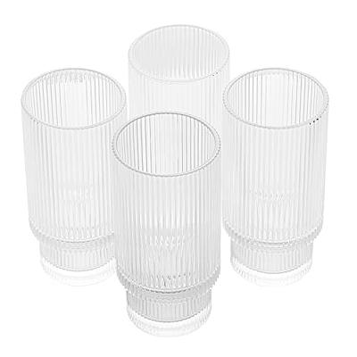 Vintage Art Deco Ribbed Collins Glasses | Set of 4 | 14 oz