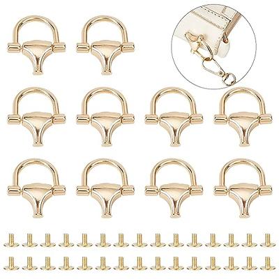  4 Pcs Purse Chain Strap Extender 7.9 Inch Purse Chain and 8 Pcs  Studs Rivets D Ring, Flat Purse Strap Extender with Post Head Buttons Bag  with Hole Punch (Champagne Gold