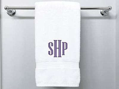 Kaufman - Personalized Hotel Quality Towels Embroidered (2 Bath Towel, 2 Hand Towel, & 2 Fingertip) White Towel 6 PC Set with Monogrammed Letter