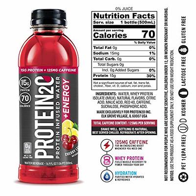 Protein2o 15g Whey Protein Infused Water, Wild Cherry, 16.9 oz Bottle (Pack  of 12) 