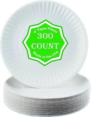 6 White Uncoated Paper Plate - 100/Pack