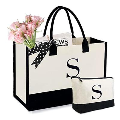  Binggemen Personalized Initial Canvas Tote Bag with