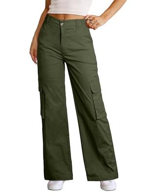 IWOLLENCE Black Satin Cargo Joggers for Women Drawstring Stretchy