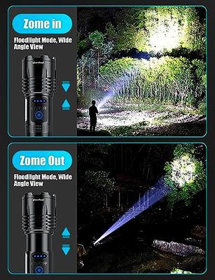 WINDFIRE Rechargeable LED Flashlights High Lumens, 100000 Lumens XHP70  Super Bright Powerful Tactical Flashlight 5 Modes Zoomable Handheld  Waterproof Flashlight for Emergencies Camping Hiking 