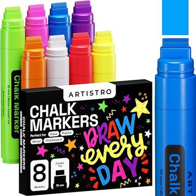 Funcils 8 Washable Window Markers for Cars - 15mm Jumbo Colored Markers -  Neon Paint Chalk Markers for