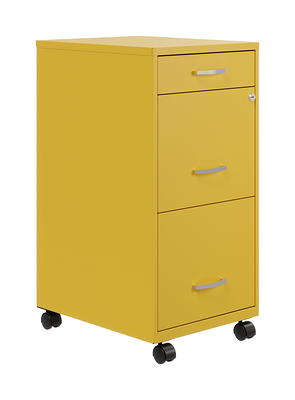 Space Solutions 18in Deep 3 Drawer Mobile Metal File Cabinet Teal