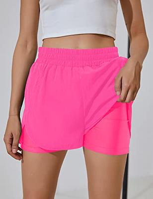 BMJL Women's Running Shorts Elastic Waistband High Waisted Shorts Pocket  Sporty Workout Shorts Gym Athletic Shorts Pants(S,Hot Pink) - Yahoo Shopping