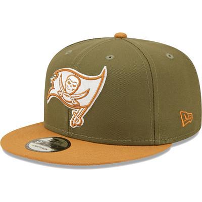 Men's New Era Khaki/White Tampa Bay Buccaneers Happy Camper A-Frame Trucker 9FORTY Snapback Hat