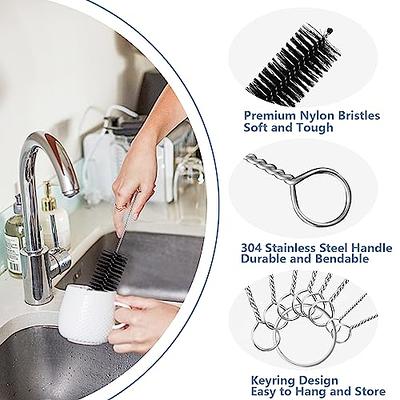 8 Inch Nylon Tube Cleaner Brush Set, (Black Variety Pack) Long Straw and  Bottle Brush, Flexible Brushes for Cleaning Pipes, Keyboards, Glass and  Hard