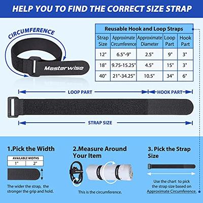 VIGAER 12 inch Cinch Cable Tie Down Straps, 12 Pcs Reusable Hook and Loop Fastening Nylon Cable Tie Wraps with Metal Buckle