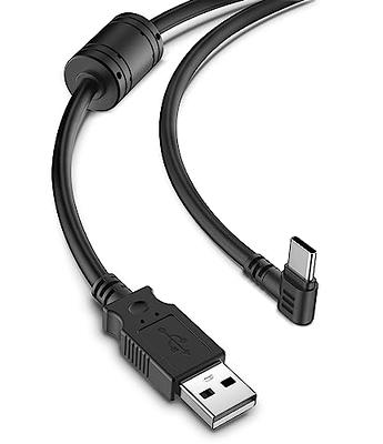 USB-A to USB-C Industrial Power Cable, 90 Degree, 10ft, Black