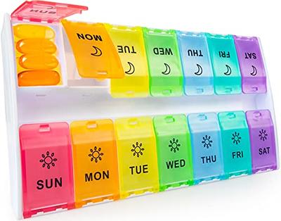 AUVON Pill Box 2 Times a Day, Weekly Pill Organizer AM PM with 7 Daily  Pocket Case