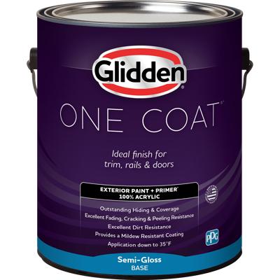 Glidden Exterior Paint + Primer: White/White, One Coat, Semi-Gloss