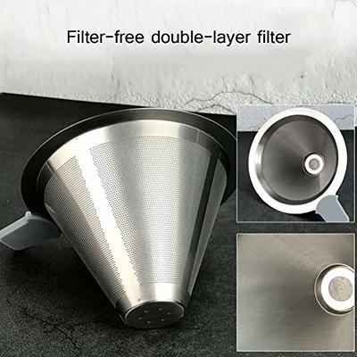 Mingkai Stainless Steel Pour Over Coffee Maker, Adjustable Pour Over Coffee  Stand with Double Filter, Freestanding Drip Cone Brewer and Stand, Make  Coffee Directly into Mug, Cup or Thermos Silver - Yahoo