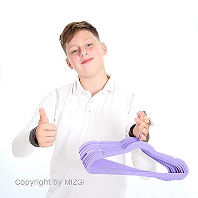 MIZGI Premium Kids Velvet Hangers 50 Pack 14 inch Light Purple